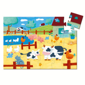 poster puzzle les vaches à la ferme