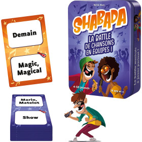 Boite métalique d'emballage avec des cartes du jeu Shabada