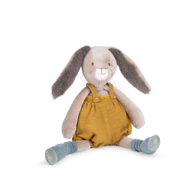 peluche lapin ocre assis de face