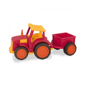 tracteur rouge avec remorque attachée