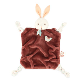 Doudou lapin cannelle 26cm allongé sur le dos