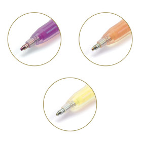 détail mines stylos gel pastel
