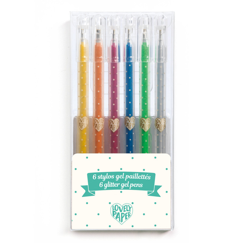 Etui 6 stylos gel pailletés