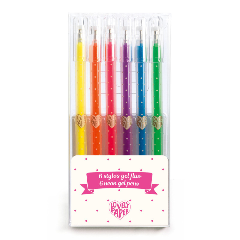 Etui 6 stylos gel fluo