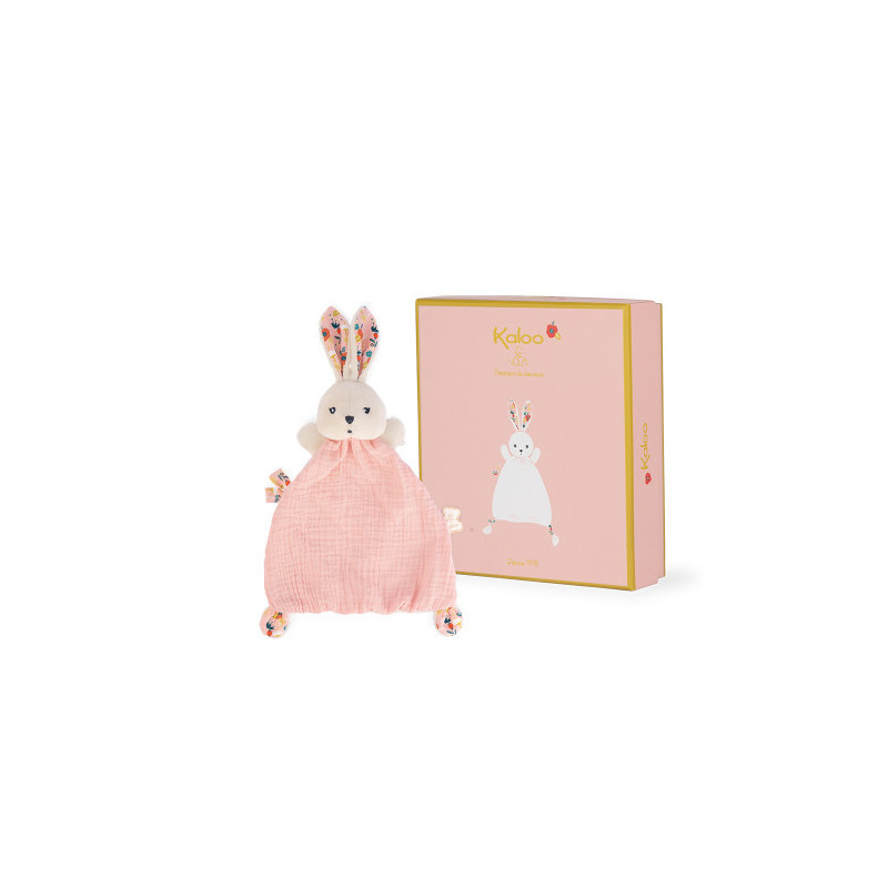 Doudou lapin rose coquelicot k'doox avecv sa boite