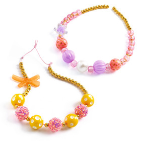 2 bracelets réalisés avec les perles bulles or