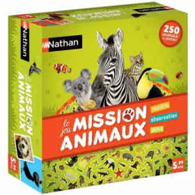 Boîte du jeu Mission Animaux de chez Nathan