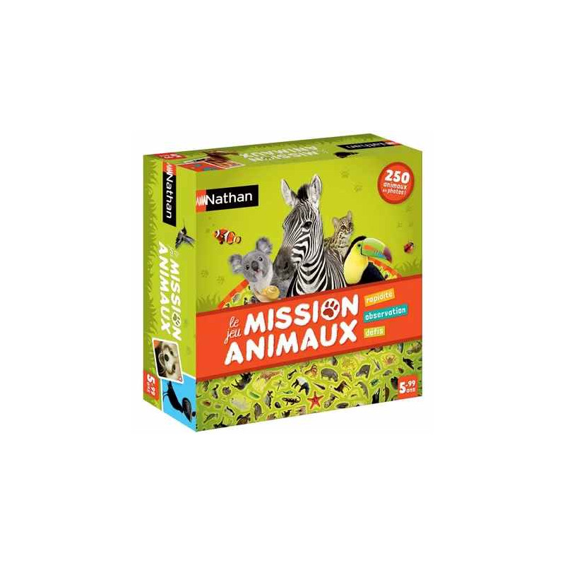 Boîte du jeu Mission Animaux de chez Nathan