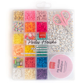 Boîte de 16 couleurs de perles Heishi Pop
