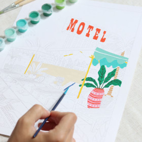 Peinture au numéro The Motel Pool en cours de réalisation