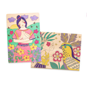 2 modèles du coffret coloriage bois - sweet girls