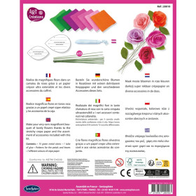 dos de la boîte du coffret fleurs en crépon roses