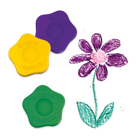 crayon violet, jaune, et vert du coffret 12 crayons fleurs pour les petits