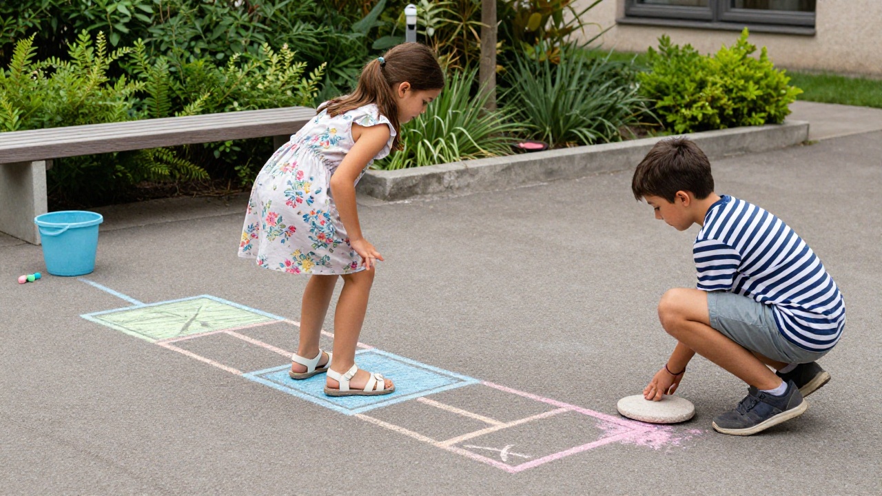 Illustration des règles du jeu de la marelle, un jeu traditionnel